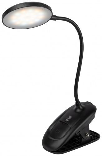 Светильник светодиодный ЭРА настольный NLED-513-6W-BK аккумуляторный на прищепке черный (1/48) (Б0057210) фото 4