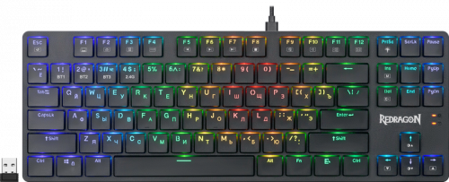 Клавиатура механическая игровая REDRAGON Anubis RGB,тонкая,тихая,87клавиш,б.п., черный (1/10) (70505)