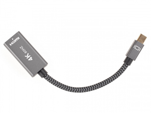 Адаптер miniDP --> HDMI-F 0.15м ,  оплетка, 4K@60Hz, Telecom (TA565) (1/200) фото 4
