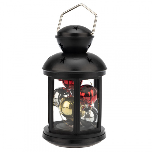 Фонарь декоративный NEON-NIGHT с шариками 12х12х20,6 см, черный корпус, ТЕПЛЫЙ БЕЛЫЙ цвет свечения (1/12) фото 5