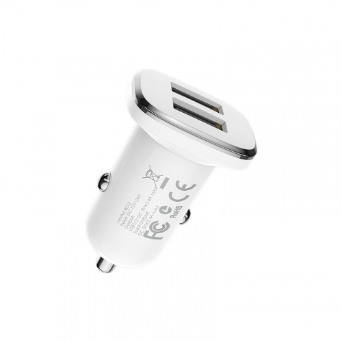 Блок питания автомобильный 2 USB Borofone BZ12, Lasting power, 2.4A, пластик, цвет: белый (1/44/176) (6931474708649) фото 5