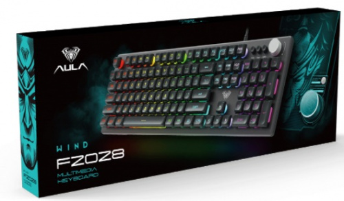 Клавиатура игровая AULA F2028 мембранная, алюминий/пластик, RGB подсветка кн., кабель 1,6м, USB, 106 кн, черный (1/20) (80001194) фото 2