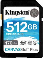 Карта памяти SDXC  512GB  Kingston Class 10 UHS-I U3 V30 Canvas Go Plus (170/90 Mb/s) (SDG3/512GB)