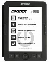 Электронная книга Digma R68B Cover 6" E-Ink Carta 800x600 600MHz/4Gb/microSDHC/подсветка дисплея чер