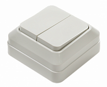 Выключатель двухклавишный BOLLETO белый накладной 7023 IN HOME (10/200) (4680005959761)