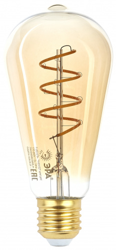 Лампа светодиодная ЭРА ST64-7W-824-E27 spiral gold (филамент, спир зол, 7Вт, тепл, E27) (20/960) фото 2