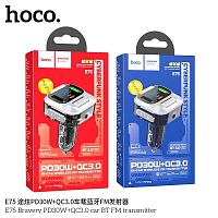 FM-трансмиттер HOCO E75 Bravery, Bluetooth, 2 USB, 1 Type-C, PD30Вт, пластик, дисплей, цвет: синий (1/120) (6931474795168)