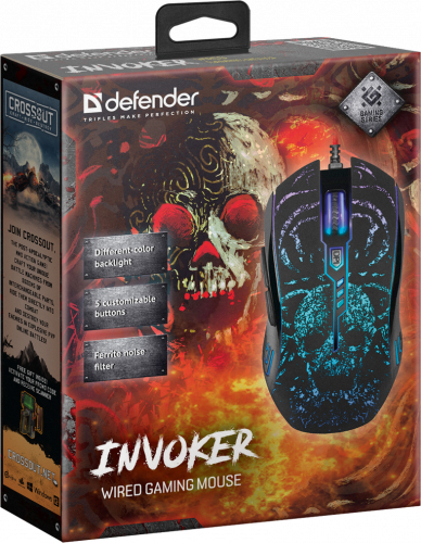 Проводная игровая мышь Defender Invoker GM-947 черная, 3200dpi,мышь (1/40) (52947) фото 4
