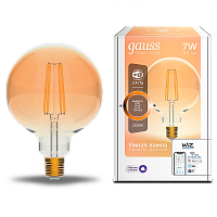 Лампа светодиодная GAUSS Smart Home, филамент, Wi-Fi и голосовое управление, програм-ние режимов, диммер, DIM E27 G95 Golden 7 Вт 1/40 (1320112)