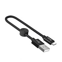 Кабель USB - 8 pin HOCO X35 Premium, 0.25м, круглый, 2.4A, ткань, цвет: чёрный(1/31/310) (6931474707413)
