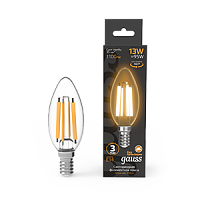 Лампа светодиодная GAUSS Filament Свеча 13W 1100lm 2700К Е14 1/10/50 (103801113)