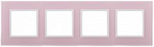 Рамка ЭРА, серии ЭРА Elegance, скрытой установки, на 4 поста, стекло, розовый+бел