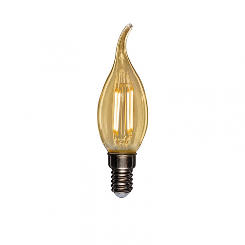 Лампа светодиодная REXANT филаментная Свеча на ветру CN37 9,5 Вт 950 Лм 2400K E14 золотистая колба (10/100) (604-117)