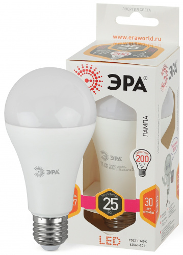 Лампа светодиодная ЭРА STD LED A65-25W-827-E27 E27 / Е27 25Вт груша теплый белый свет (1/100) фото 4