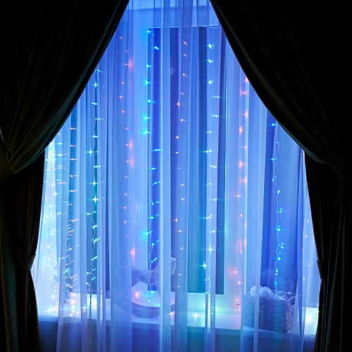 Гирлянда NEON-NIGHT "Светодиодный Дождь" 2,5x2 м, свечение с динамикой, прозрачный провод, 230 В, диоды МУЛЬТИКОЛОР (1/24) фото 11
