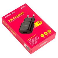 Блок питания сетевой 1 USB Borofone BA48A, Orion, 2100mA, пластик, цвет: чёрный (1/44/176) (6931474728326)
