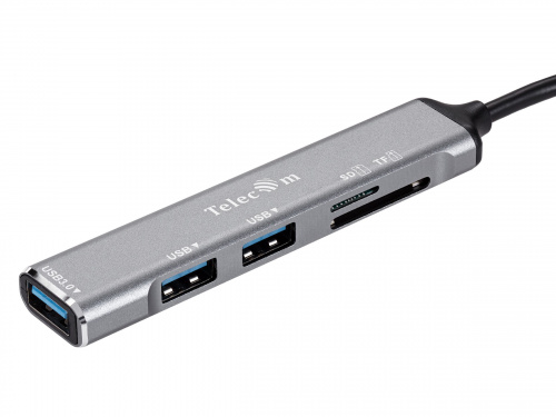 USB-концентратор TypeC-->USB3.0+2 USB2.0+SD(2.0)+TF(2.0), Aluminum Shell, 0.15м Telecom <TA309C>  (1/300) фото 9