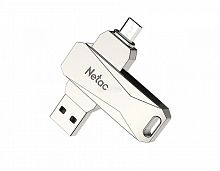 USB 3.0  64GB  Netac  U381 Dual  серебро (USB 3.0/3.1 + MicroUSB)