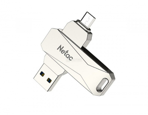 Флеш-накопитель USB 3.0  32GB  Netac  U381 Dual  серебро (USB 3.0/3.1 + MicroUSB) (NT03U381B-032G-30PN)