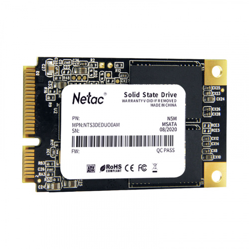 Внутренний SSD  Netac  256GB  N5M, mSata (mini SATA), R/W - 540/490 MB/s, 3D NAND (NT01N5M-256G-M3X)