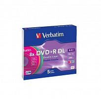 Диск VERBATIM DVD+R 8.5 GB (8x) SL/5 Color Double Layer (100)