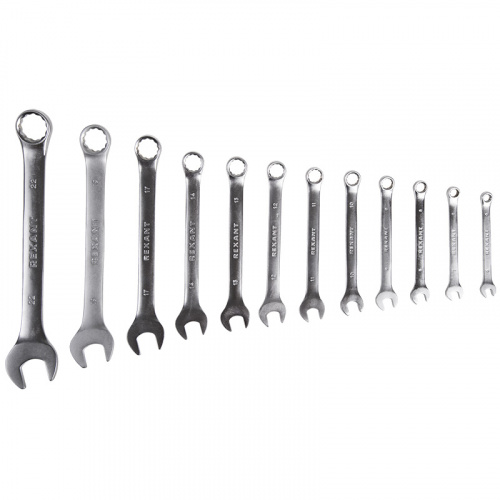 Набор ключей комбинированных REXANT (6-14, 17, 19, 22 мм), 12 шт., CrV, зеркальное хромирование (1/20) фото 7