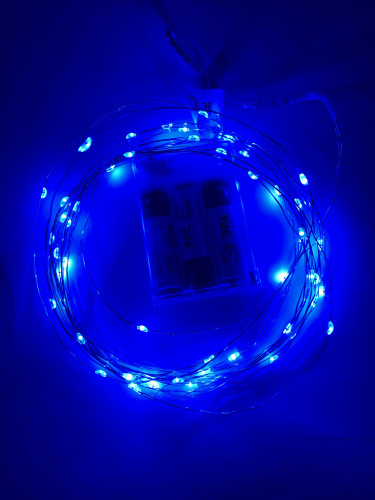 Гирлянда светодиодная ЭРА ENIN-5NB Нить 5 м синий свет АА (100/2500) фото 2