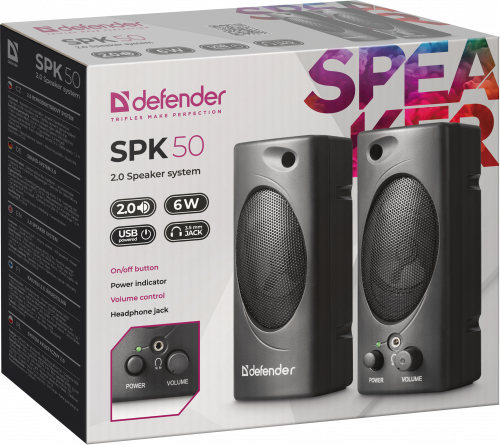 Активная система DEFENDER Defender 2.0 SPK 50 черный, 6 Вт, питание от USB (1/30) (65150) фото 10