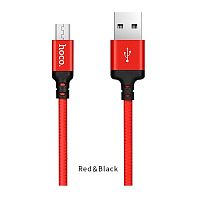 Кабель USB - микро USB HOCO X14 Times speed, 2.0м, круглый, 2.0A, ткань, цвет: красный (1/33/330) (6957531062912)