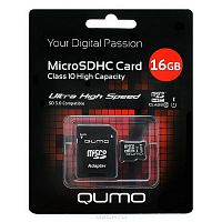 MicroSD  16GB  Qumo Class 10  UHS-I + SD адаптер