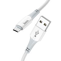 Кабель USB - микро USB HOCO X70 Ferry, 1.0м, круглый, 2.4A, нейлон, цвет: белый (1/31/310)
