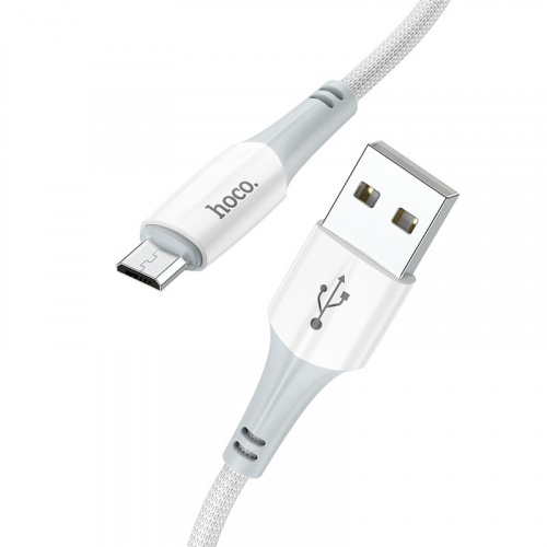 Кабель USB - микро USB HOCO X70 Ferry, 1.0м, круглый, 2.4A, нейлон, цвет: белый (1/31/310) (6931474760456)