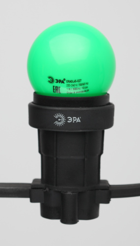 Лампа светодиодная ЭРА GL45-E27 Р45-1W-E27 (диод. шар, зел., 4SMD, 1W, E27, для белт-лайт) (10/100/6000) фото 5