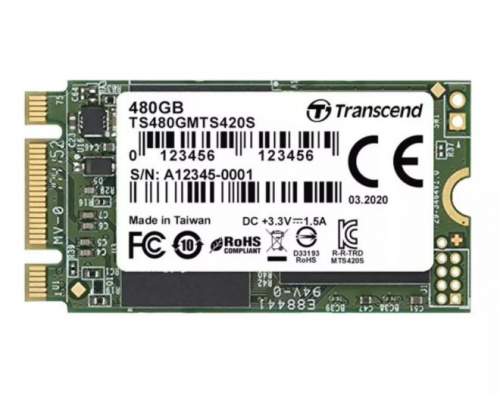 Внутренний SSD  Transcend  480GB  MTS420, SATA-III R/W - 500/560 MB/s, (M.2), 2242, 3D NAND (TS480GMTS420S) фото 2