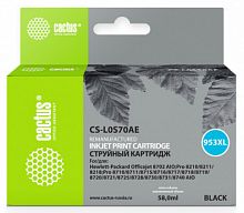 Картридж струйный Cactus CS-L0S70AE №953XL(есть ограничения по прошивке) черный (58мл) для HP OJ Pro 7740/8210/8218/8710/8715