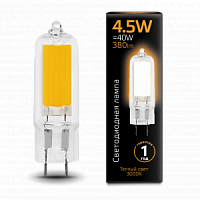 Лампа светодиодная GAUSS G4 AC220-240V 4.5W 380lm 3000K стекло 1/10/200 (107807104)