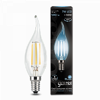 Лампа светодиодная GAUSS Filament Свеча на ветру 7W 580lm 4100К Е14 1/10/50 (104801207)