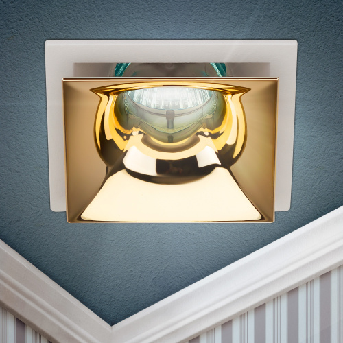 Светильник ЭРА встраиваемый декоративный KL102 WH/GD MR16 GU5.3 белый золото (1/100) (Б0056352) фото 7