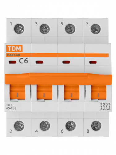 Автоматический выключатель ВА47-60 4Р 6А 6кА х-ка С TDM (1/15) (SQ0223-0121) фото 6