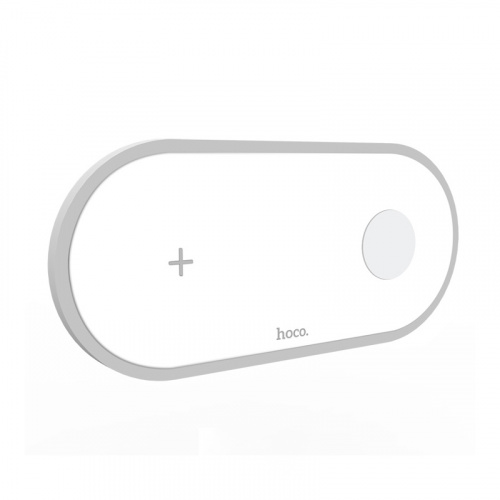 Устройство зарядное беспроводное HOCO CW20, Wisdom, для смартфонов и Apple Watch, 2000mA, пластик, Qi, цвет: белый (1/95) (6931474706553) фото 2