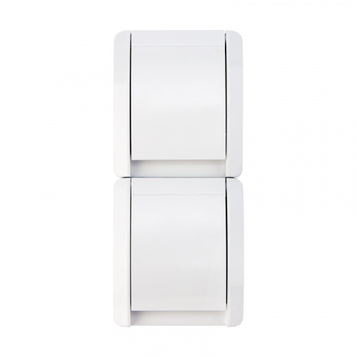 Блок вертикальный KRANZ 2 розетки (керамика) INDUSTRIAL IP54 с заземлением, о/у, белый (1/120) фото 4