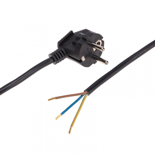 Шнур электрический с вилкой REXANT ПВС 3х1,0 мм2 1,5м (черный) (1/45) (11-1318)
