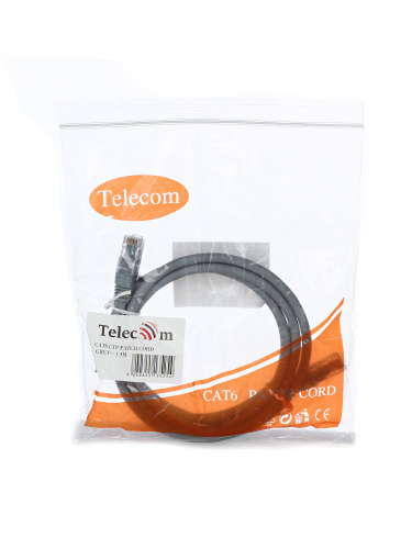 Патч-корд литой TELECOM UTP кат.6, серый, 1,5 м. (1/150) (NA102-UTP-C6-1.5M) фото 3