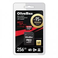 Карта памяти MicroSDXC  256GB  OltraMax Class 10 Premium UHS-I U3 (95 Mb/s) + SD адаптер (OM256GCSDXC10UHS-1-PrU3)
