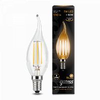 Лампа светодиодная GAUSS Filament Свеча на ветру 7W 550lm 2700К Е14 1/10/50 (104801107)