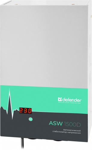 Стабилизатор напряжения DEFENDER ASW 1500D настенный 900Вт толщина 65мм, 2 розетки (1/4) (99046) фото 2