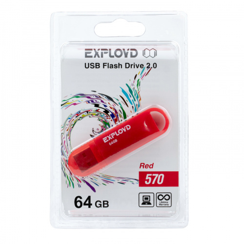 Флеш-накопитель USB  64GB  Exployd  570  красный (EX-64GB-570-Red) фото 5
