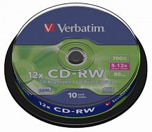 Диск CD-RW Verbatim 700Mb 12x Cake Box (10шт) (43480)