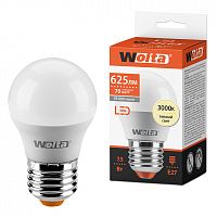 Лампа светодиодная WOLTA Шар G45 7.5Вт 3000К 625лм Е27 1/50 (25Y45GL7.5E27)