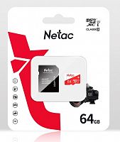 Карта памяти MicroSD  64GB  Netac  P500  Eco  Class 10 UHS-I + SD адаптер (NT02P500ECO-064G-R)
